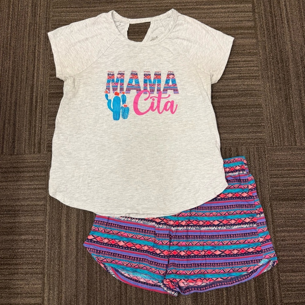 Cuddl Duds Gray and Pink Women’s Pajama Set Mama Cita Lightweight Pockets Shorts